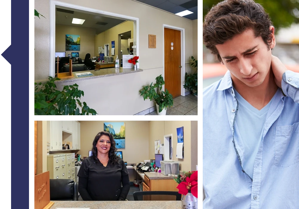 A collage of photos featuring images of the Blackstone Chiropractic Clinic office
